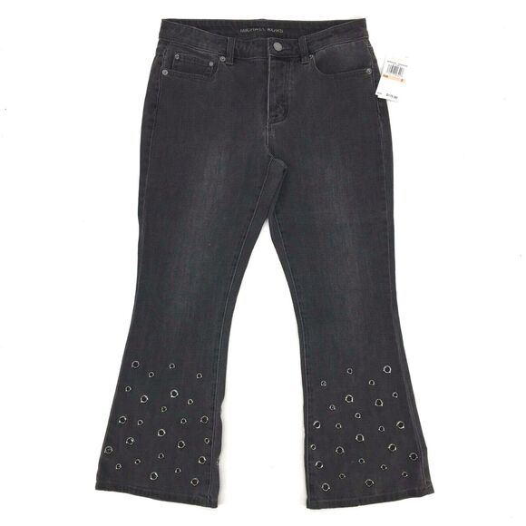 Michael Kors Women's Trombetta Crop Leg Jeans Sz 2 Charcoal Black Button Fly NWT - Picture 5 of 9